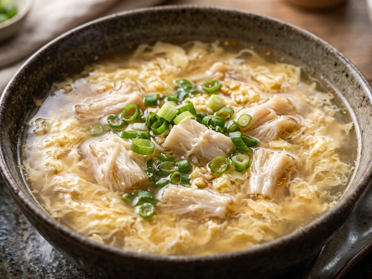 Lion's Mane Egg Drop Soup