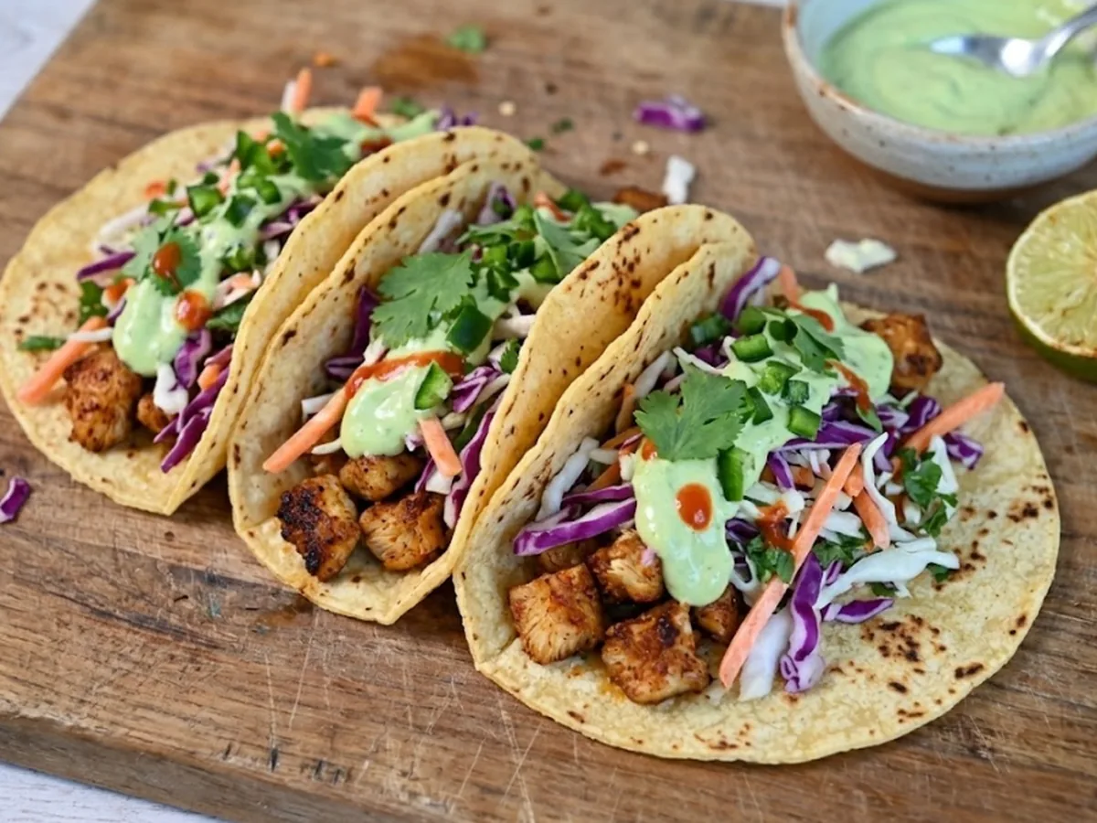 Lion's Mane Tacos with Avocado Crema Slaw